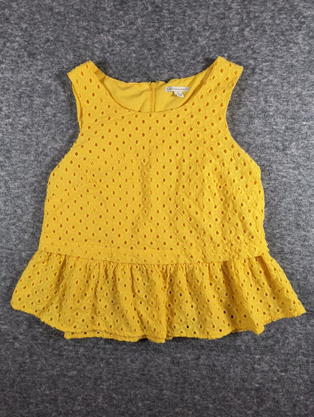 Cato eyelet lace yellow tank top, women's small